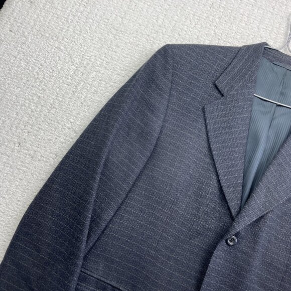 Bill Blass Sport Coat Mens 40R Dark Blue Microcheck Wool Tweed Blazer Formal - Picture 3 of 16